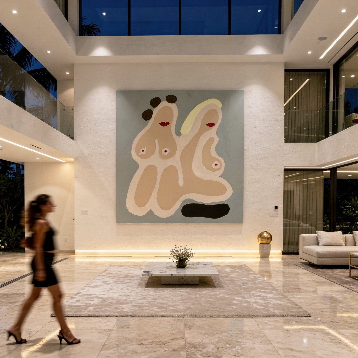 Study for Two Lovers Styled in Modern Interior Setting | Figurative Art by Mofisto