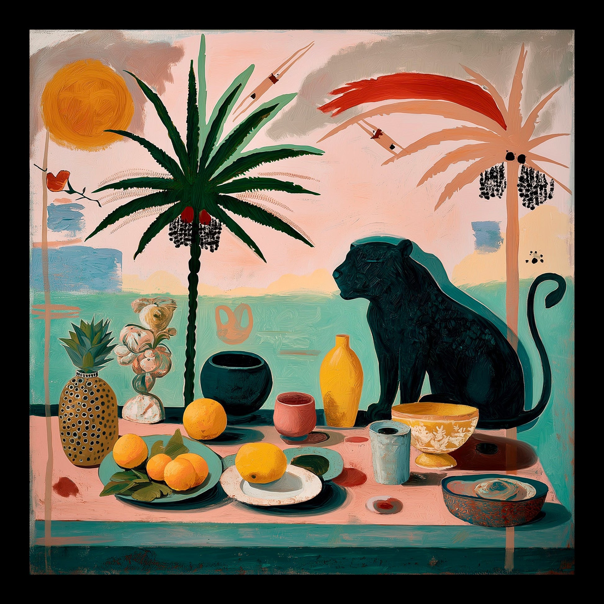 Taormina Still Life Original Hand-Painted Artwork | Figurative Still Life Mixed Media on Canvas | Mofisto