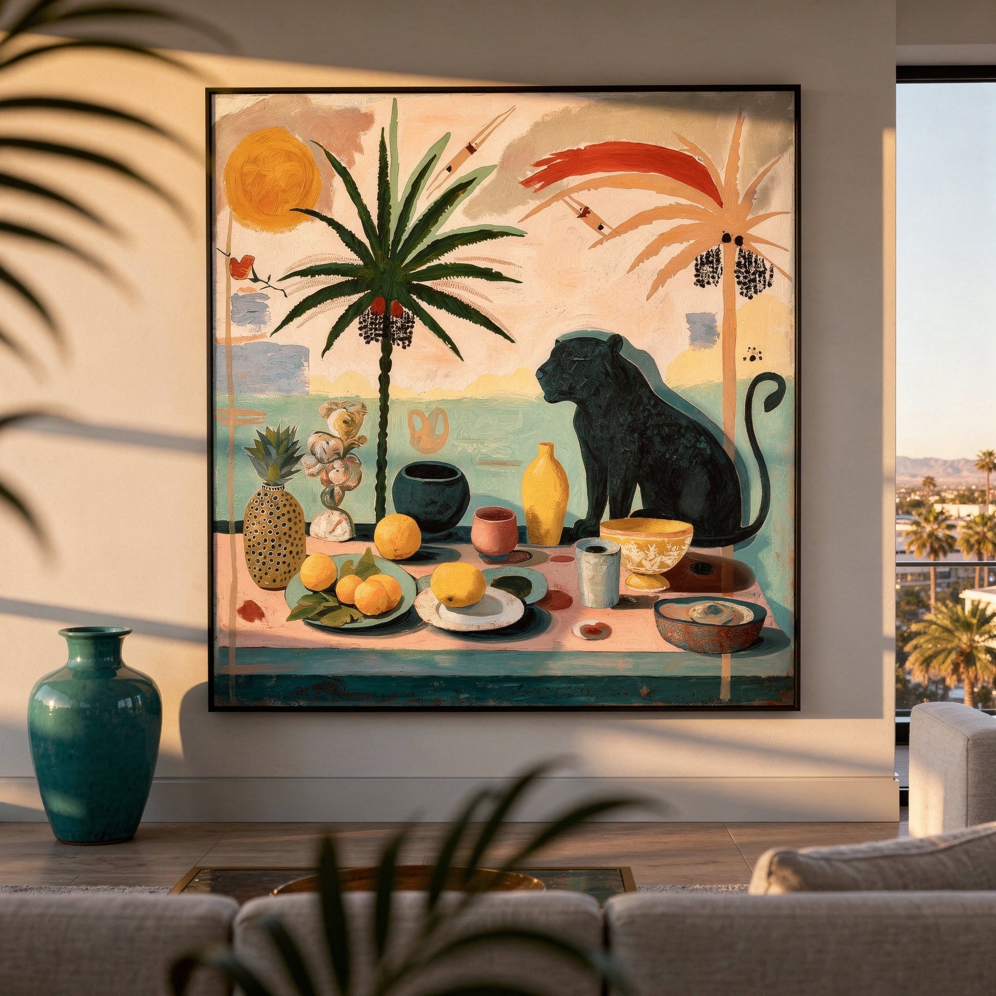 Taormina Still Life Styled in Modern Interior Setting | Figurative Still Life Art by Mofisto