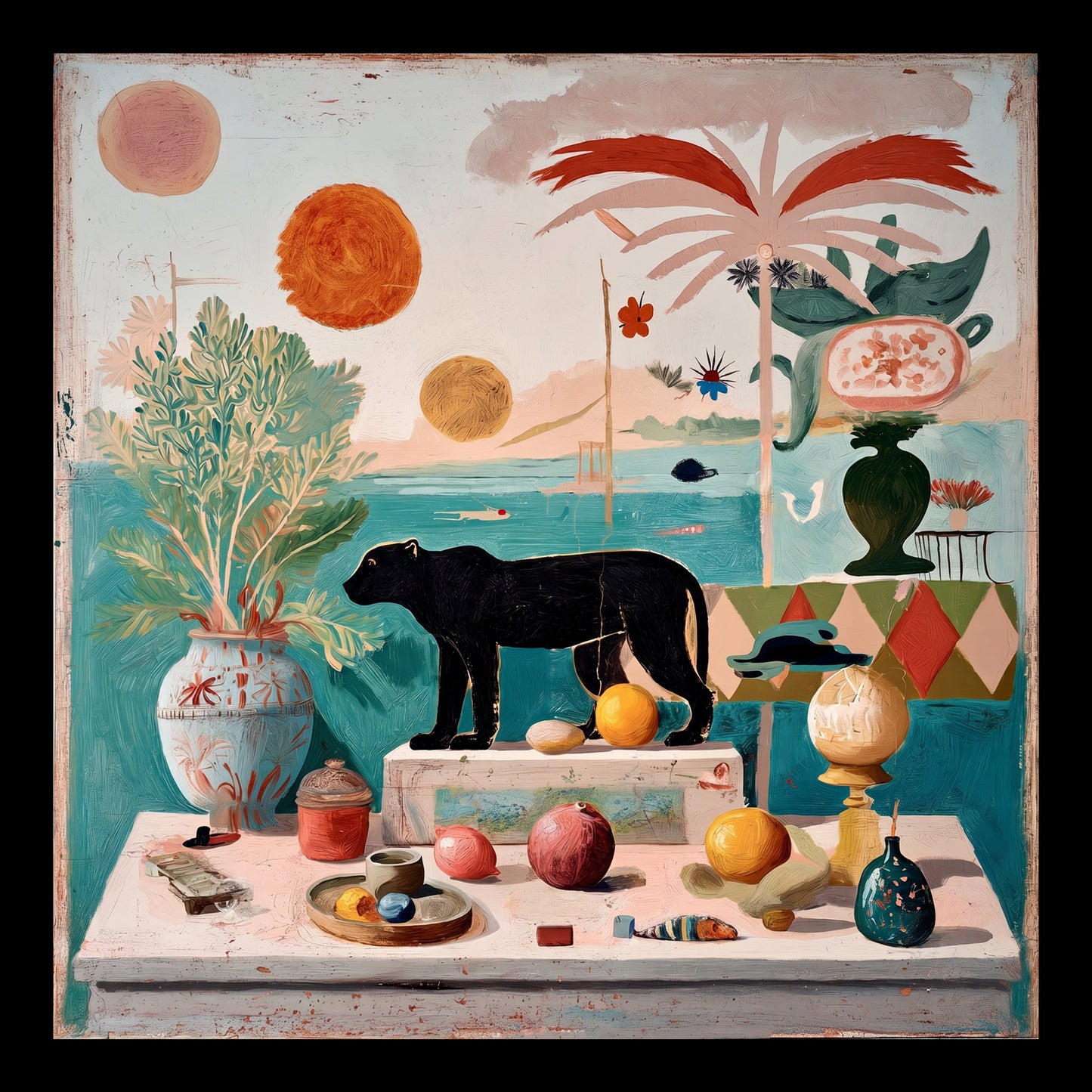 Taormina Still Life 2 Original Hand-Painted Artwork | Figurative Still Life Mixed Media on Canvas | Mofisto