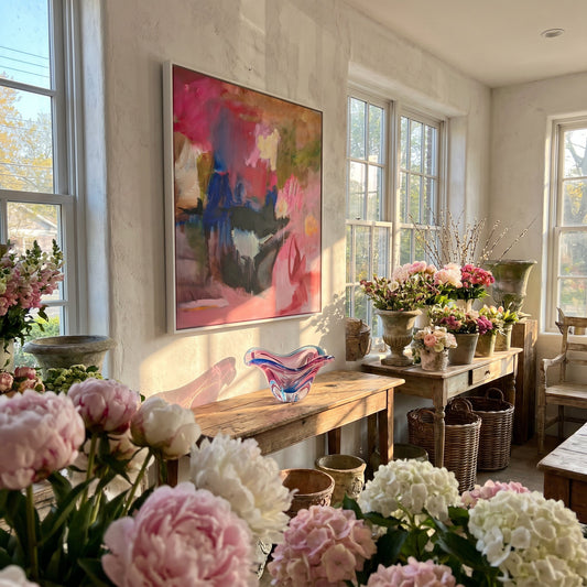 The Passion Pit Small Format Original Painting | Abstract Expressionist Pink Mixed Media | Mofisto