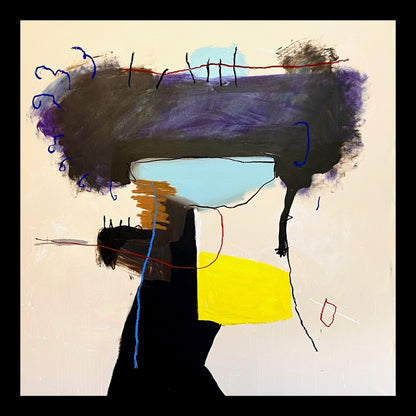 The Platform Original Hand-Painted Artwork | Abstract Geometric Mixed Media on Canvas | Mofisto