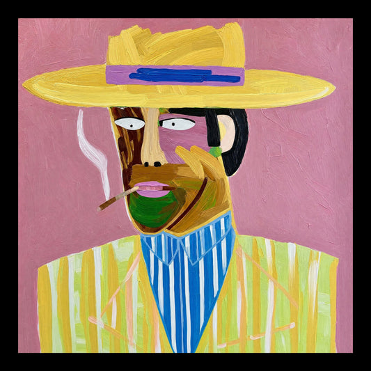 Turtle Necks Are Still in Fashion Original Hand-Painted Artwork | Pop Art Portrait Mixed Media on Canvas | Mofisto