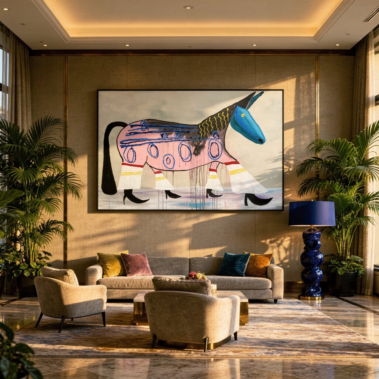 Walk This Way Styled in Modern Interior Setting | Equestrian Folk Art by Mofisto