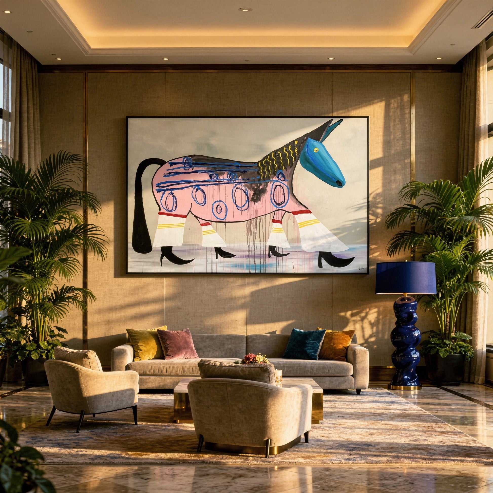 Walk This Way Styled in Modern Interior Setting | Equestrian Folk Art by Mofisto