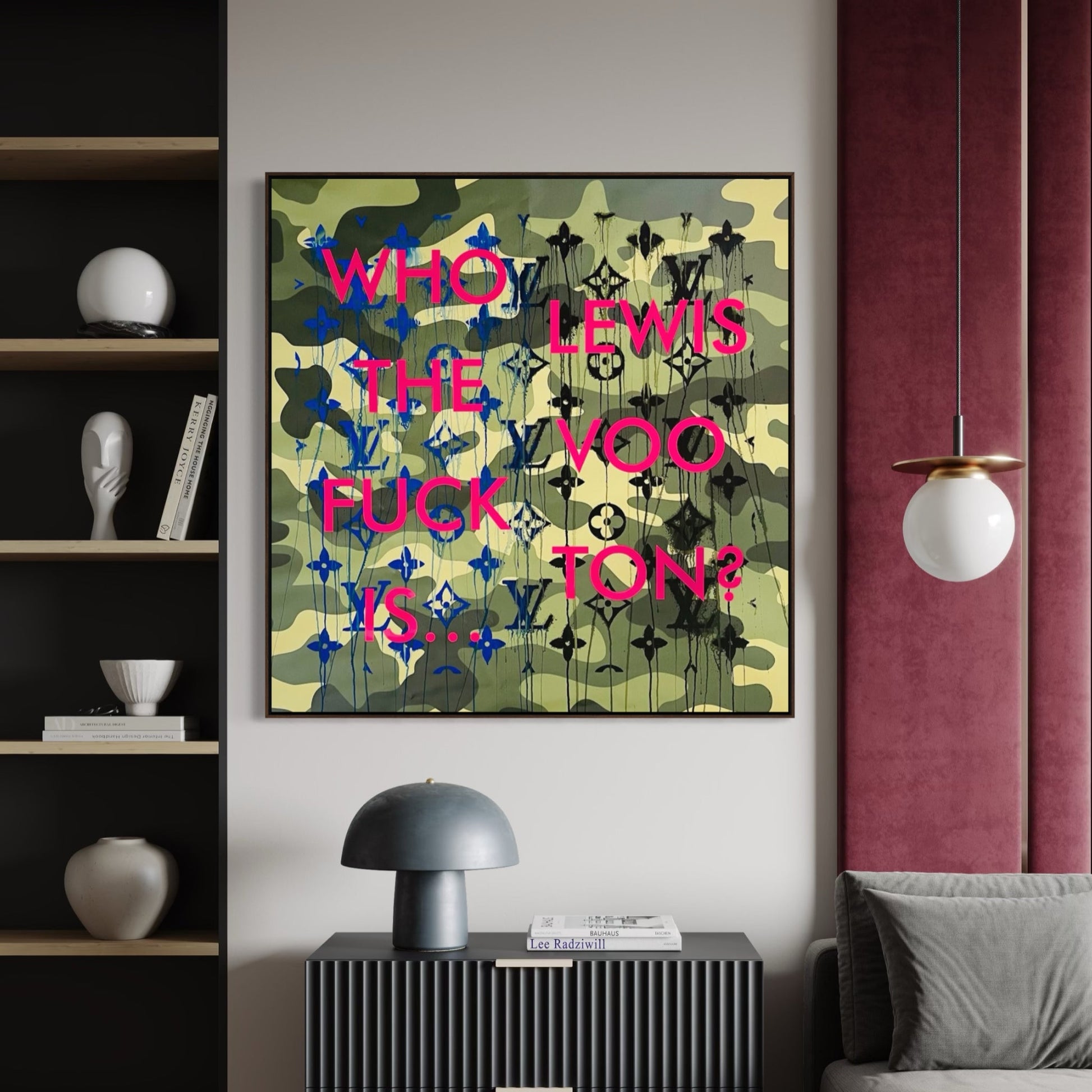 Who the Fuck is Lewis Vooton Small Format Original Painting | Figurative Portrait Mixed Media | Mofisto
