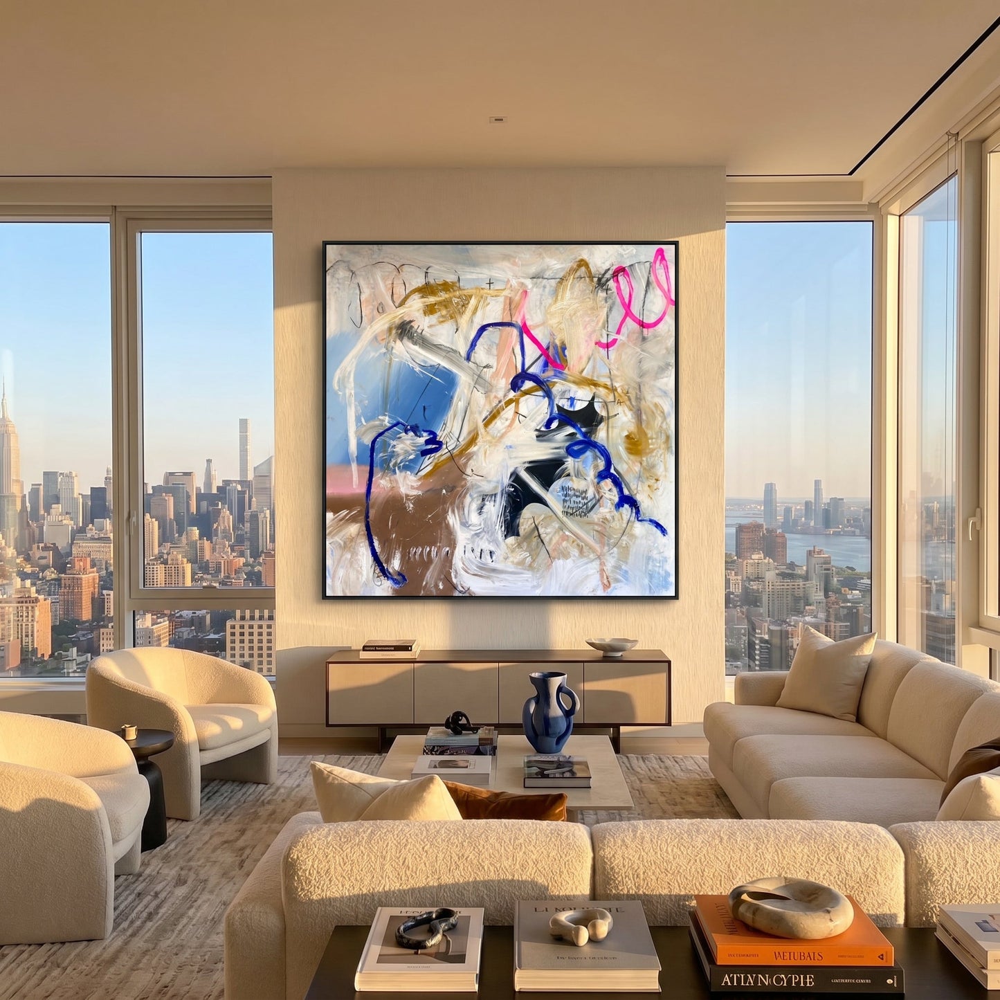 YK Beautiful Mistakes Styled in Modern Interior Setting | Abstract Expressionist Art by Mofisto