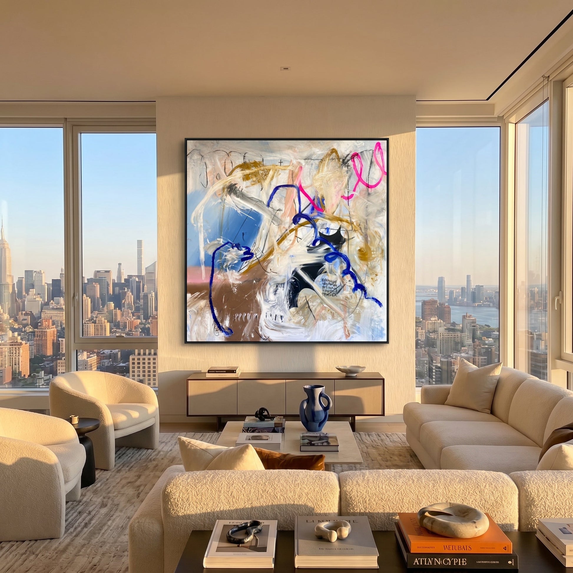 YK Beautiful Mistakes Styled in Modern Interior Setting | Abstract Expressionist Art by Mofisto