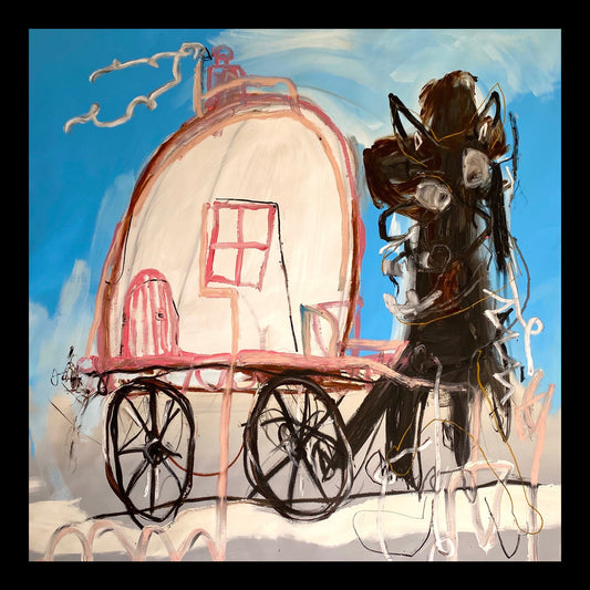 Caravan of Courage Original Hand-Painted Artwork | Equestrian Neo-Expressionist Mixed Media on Canvas | Mofisto
