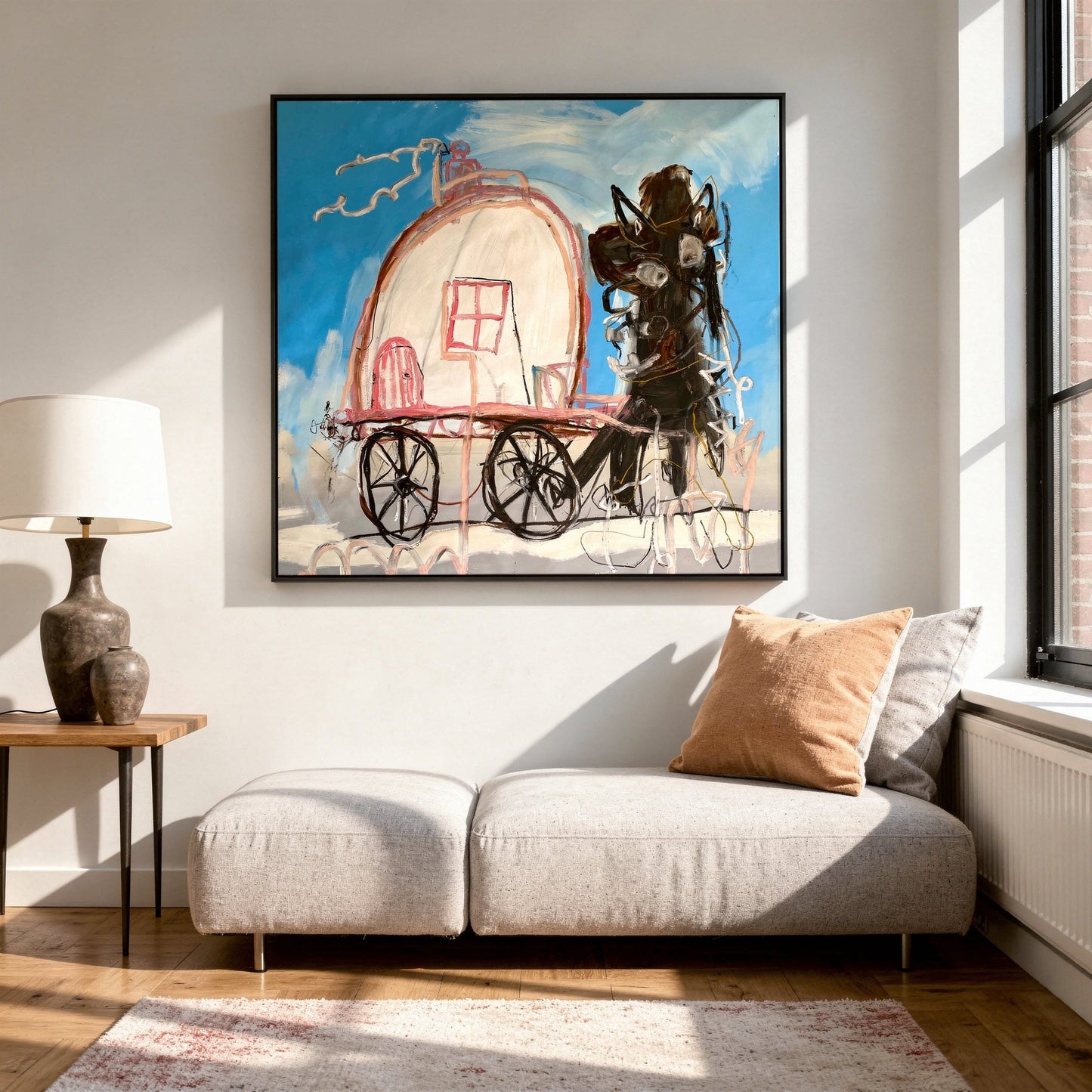 Caravan of Courage Large Format Original Painting | Equestrian Neo-Expressionist Mixed Media | Mofisto