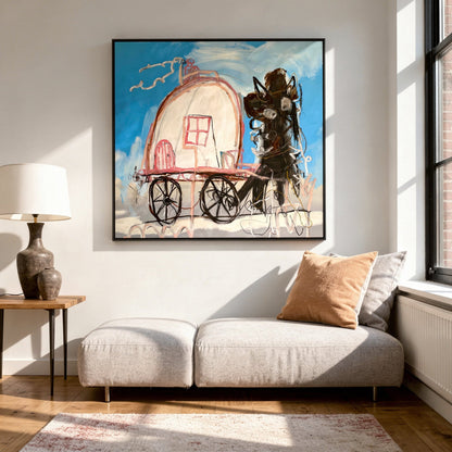 Caravan of Courage Large Format Original Painting | Equestrian Neo-Expressionist Mixed Media | Mofisto