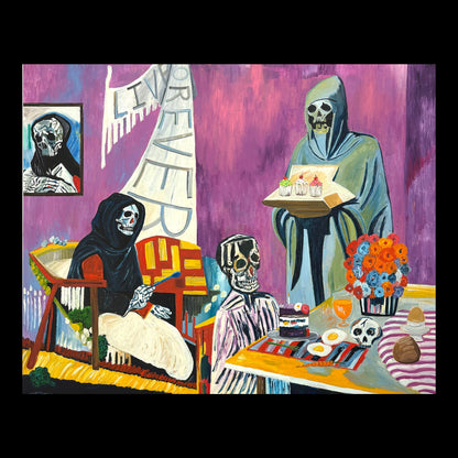 Cupcakes Original Hand-Painted Artwork | Figurative Skull Mixed Media on Canvas | Mofisto