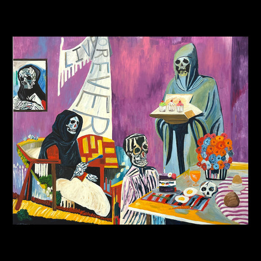 Cupcakes Original Hand-Painted Artwork | Figurative Skull Mixed Media on Canvas | Mofisto