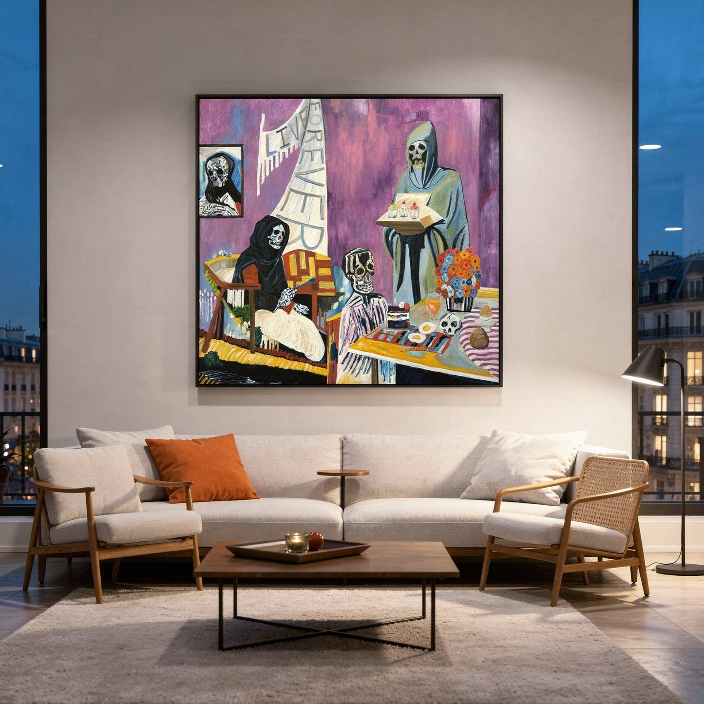 Cupcakes Large Format Original Painting | Figurative Skull Mixed Media | Mofisto