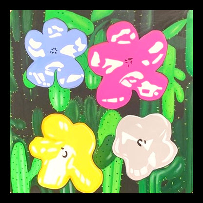 Flowers for Andy Original Hand-Painted Artwork | Floral Pop Art Warhol Mixed Media on Canvas | Mofisto